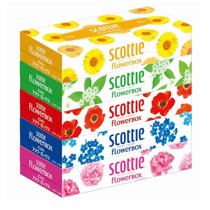 CRECIA Салфетки Scottie Flowerbox, двухслойные, 5 х 160 шт. (412555)