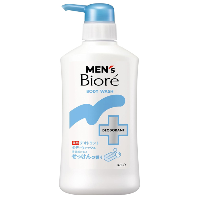 Kao Mens «Biore» - Увлажняющий и дезодорирующий гель для душа с антибактериальным действием с ароматом мыла, диспенсер 420 мл. (463173)