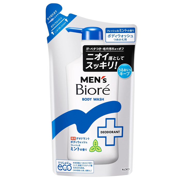 KAO Mens «Biore» - Увлажняющий и дезодорирующий гель для душа с антибактериальным действием с ароматом мяты, см/уп 360 мл. (463180)