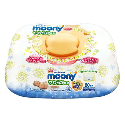 Moony - Влажные детские салфетки, стандартной мягкости, контейнер 80 шт. (473908)