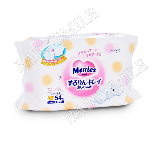 MERRIES детские влажные салфетки запасной блок 54шт. (239976)
