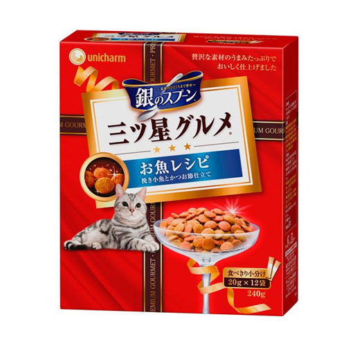 Unicharm «Three-Star Silver Spoon» - Сухой корм для кошек «Скумбрия», коробка 240 г. (602706)