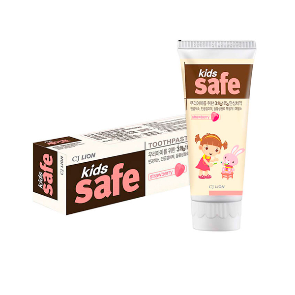 CJ Lion Детская зубная паста Kids Safe со вкусом клубники от 3-х до 12 лет 90 гр. (611486)