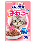 Unicharm «Neko Genki» - Влажный корм для котят до 12 месяцев «Тунец и скумбрия», мягкая упаковка 60 г. (638460)