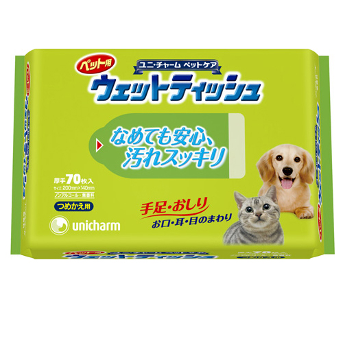 Unicharm «PetCare» - Влажные салфетки для животных на водной основе, мягкая упаковка 70 шт. (646373)