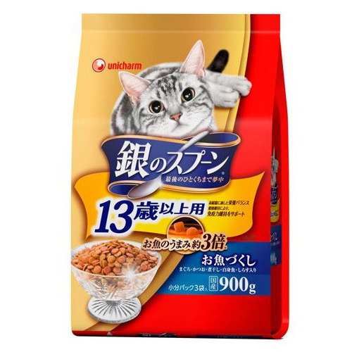 Unicharm «Silver Spoon» - Сухой корм для кошек с 13 лет «Белая рыба с морепродуктами», упаковка 900 г. (651285)