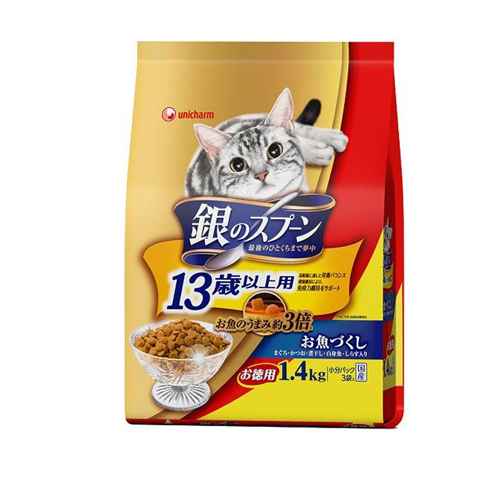 Unicharm «Silver Spoon» - Сухой корм для кошек с 13 лет «Белая рыба с морепродуктами», упаковка 1,4 кг. (651322)