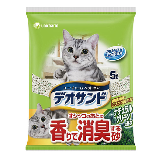 Unicharm «DeoSand» - Наполнитель для кошачьего туалета с ароматом зеленого луга, мягкая упаковка 5,5 л. (651599)