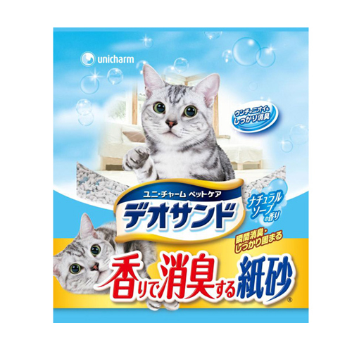 Unicharm «DeoSand Kamisuna» - Наполнитель для кошачьего туалета с ароматом душистого мыла, мягкая упаковка 5л. (676837)