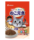 Unicharm «Cat Genki» - Сухой корм для кошек «Тунец, белая рыба и курица с овощами», мягкая упаковка 2 кг. (678817)