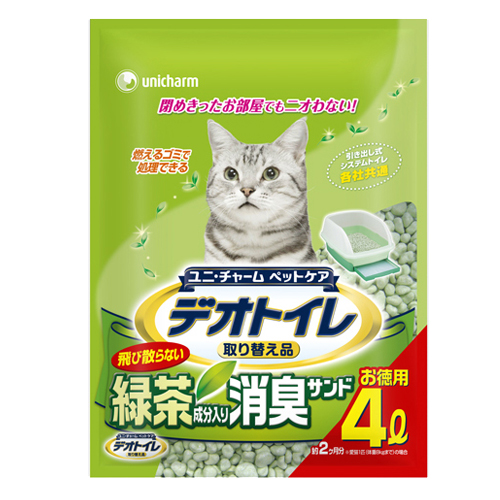 Unicharm «DeoToilet» - Наполнитель для кошачьего туалета с ароматом зеленого чая, мягкая упаковка 4 л. (680759)