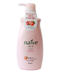 Kracie «Naive» - Увлажняющий шампунь для поврежденных сухих волос с экстрактом листьев персика и маслом шиповника, диспенсер 550 мл. (715814)