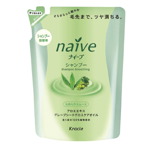 Kracie «Naive» - Шампунь для нормальных волос с экстрактом алоэ и зеленого винограда, запасной блок 400 мл. (715920)