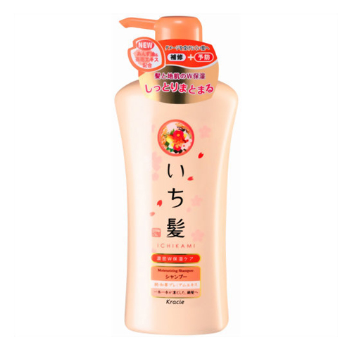 Kracie «Ichikami» - Увлажняющий шампунь для поврежденных волос с абрикосовым маслом и цветочными экстрактами, диспенсер 530 мл. (720924)