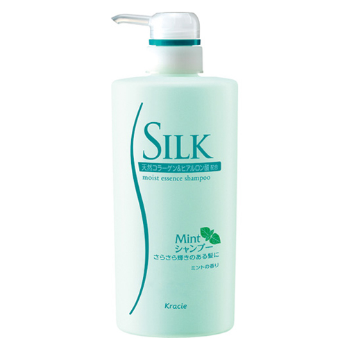 Kracie «Silk» -  Увлажняющий шампунь с шелком, природным коллагеном и ароматом мяты, 520 мл. (744111)