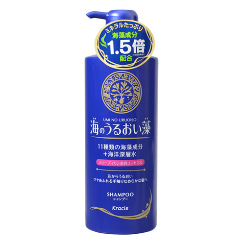 Kracie «Umi No Uruoi Sou» - Увлажняющий шампунь для нормальных волос с экстрактами морских водорослей и минералами, диспенсер 520 мл. (759214)