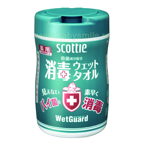 Crecia «Scottie WetGuard» - Влажные дезинфицирующие полотенца без запаха, 80 шт. (770082)