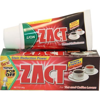 CJ Lion Зубная паста ZACT  отбеливающая для любителей чая и кофе,90 гр.(102629)