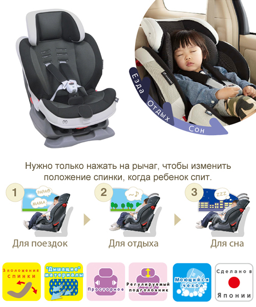 Carmate «Swing Moon» Black Grey - Детское автокресло от 9 до 25 кг. (ALC452E) (205371)