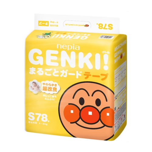 Японские подгузники Genki - S (4-8кг) - 78шт