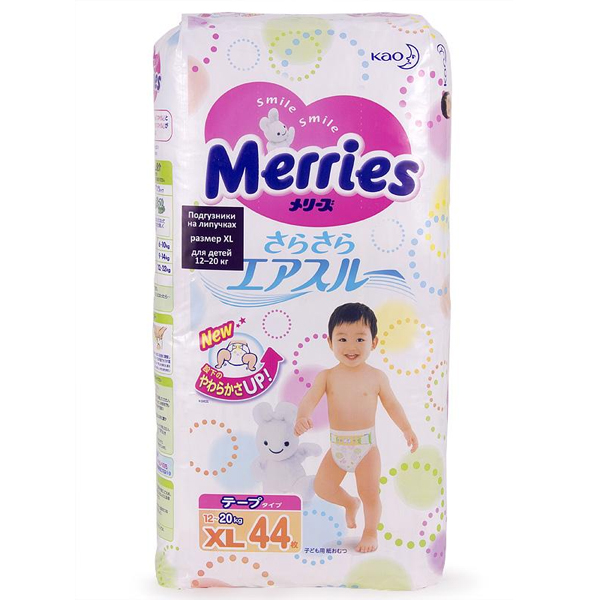 Японские подгузники Merries - XL (12-20) - 44 шт