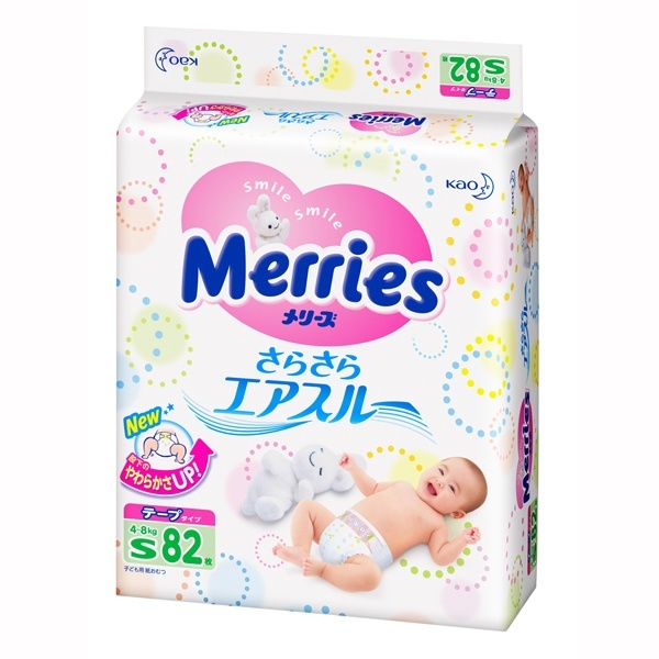 Японские подгузники Merries|Подгузники Мерриес Японские подгузники Merries - S (4-8 кг) - 82 шт